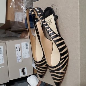 NIB sz 35 $820 Francesco Russo kitten heel slingbacks